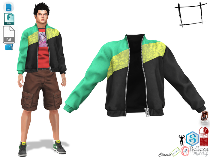 Dae Obj FBX Men's Letterman Style Sports Jacket Slink Male, Belleza Jake, Signature Gianni, Ocacin 