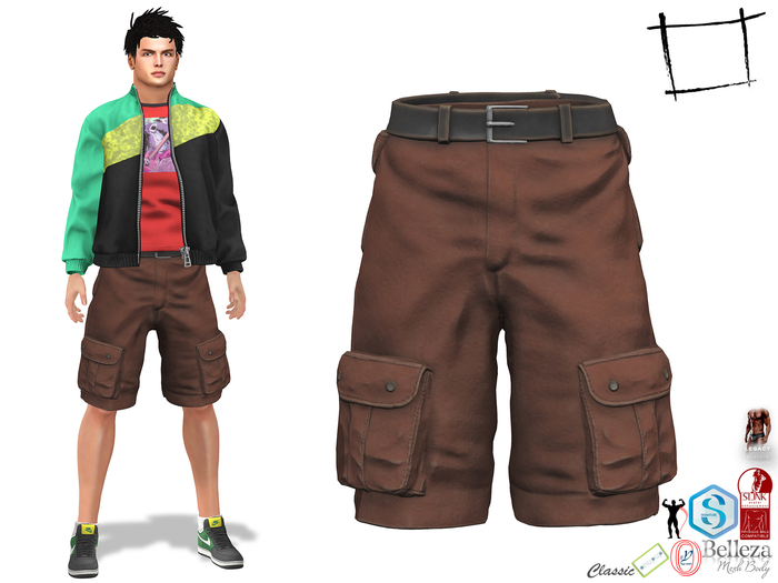 Full Perm Men's Brown Cargo Shorts Slink Male, Belleza Jake, Signature Gianni, Ocacin Gamit, Onupup