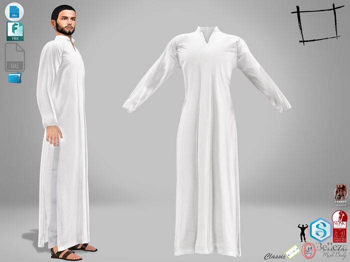 Dae Obj FBX Men's World Cultural Dresses Series Mens Islamic Kamiz Dress Slink Male, Belleza Jake,