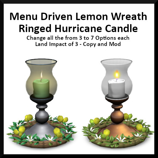 Menu Driven Lemon Wreath Ringed Hurricane Candle