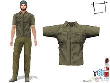 Men'sKhaki Short Sleeves Double Breasts Pockets Discovery Shirt Slink Male, Belleza Jake, Signature
