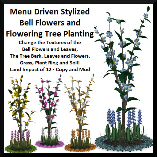 Menu Driven Stylized Bell Flowers and Flowering Tree Planting
