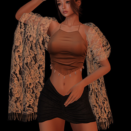 FA DrapedShawl Lace Beige