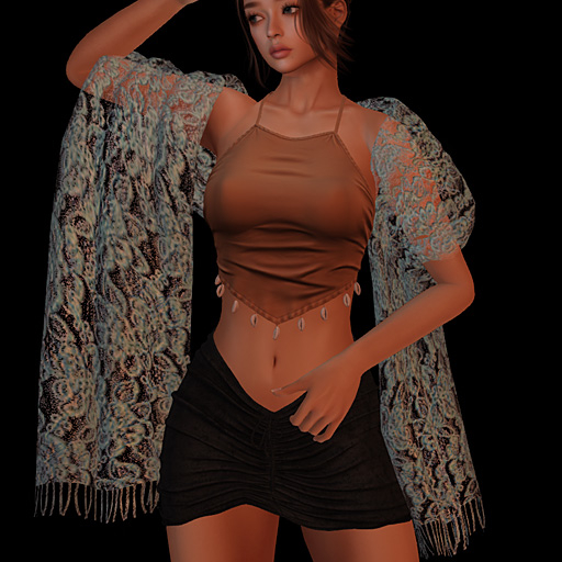 FA DrapedShawl Lace Teal