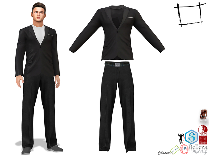 Men's Notched Collar Tuxedo Jacket and Trousers Slink Male, Belleza Jake,Signature Gianni,Ocacin Gamit