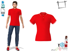 Dae Obj FBX Men's Red Polo Neck Shirt Slink Male, Belleza Jake, Signature Gianni, Ocacin Gamit, Onupup