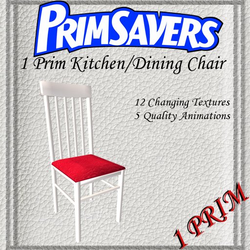 PrimSavers - 1 Prim Bars Dining Chair White Frame - 12 Changing Textures