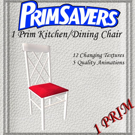 PrimSavers - 1 Prim 45 Dining Chair White Frame - 12 Changing Textures