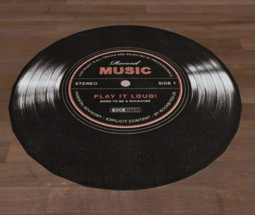 Rug- Round Retro Black Record