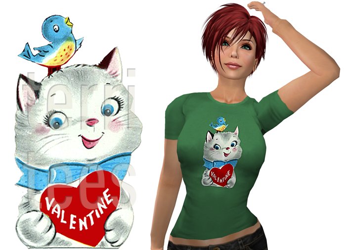 terri.tees valentine cat bird tee