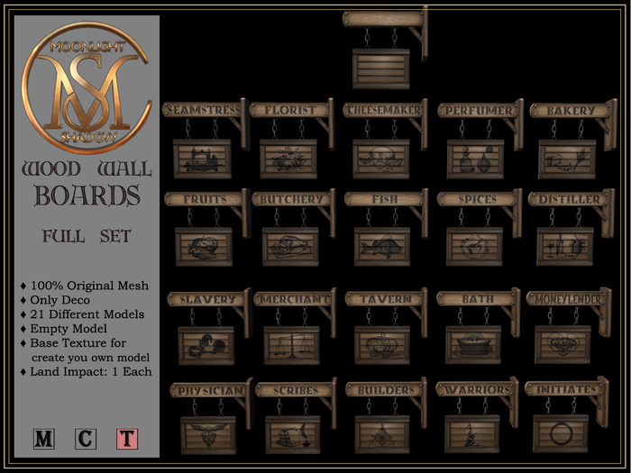 [MoonSha] Wood Wall Boards (Boxed)