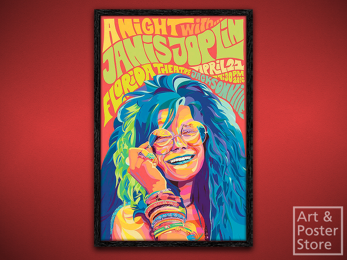 Janis Joplin | Sixties Concert Poster | Plain Mesh Frame with 6 texture options 