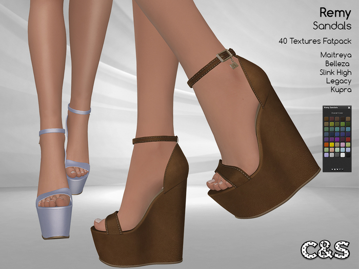 C&S Remy Sandals for Maitreya Lara, Slink, Belleza, Legacy and Kupra. 40 Text. 