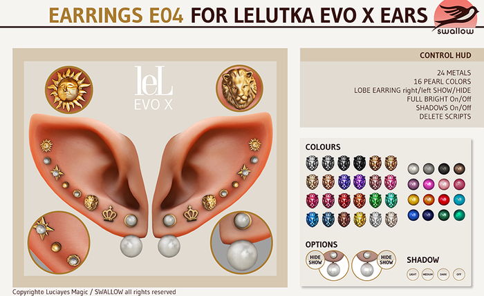 ^^Swallow^^ Earrings E04 for lel Evo X Female Elf Ears