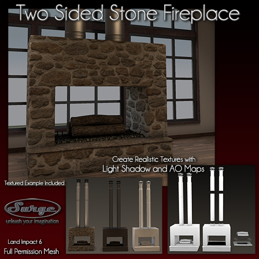 Two Sided Stone Fireplace - Full Perm For Builders