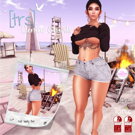 [trs] Denim Shorts . Bleached Out #04