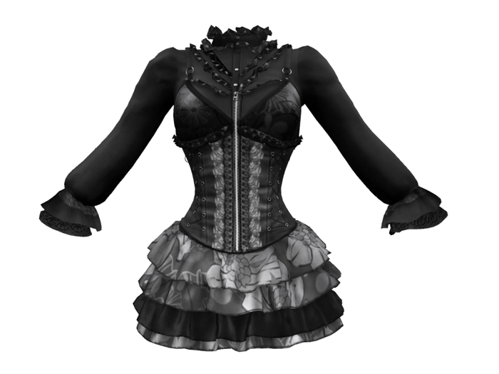 56 CORSET ONE-PIECE BOX BLACK*