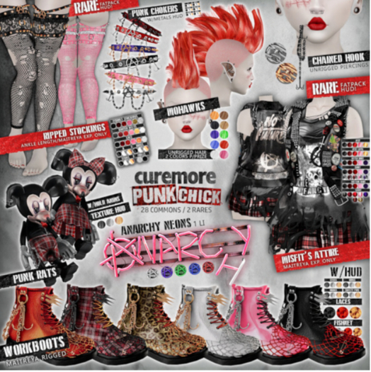 CUREMORE / Punk Chick / WORKBOOTS/  ROSE