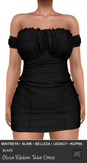 KXE OLIVIA Ribbon Tube Dress BLACK