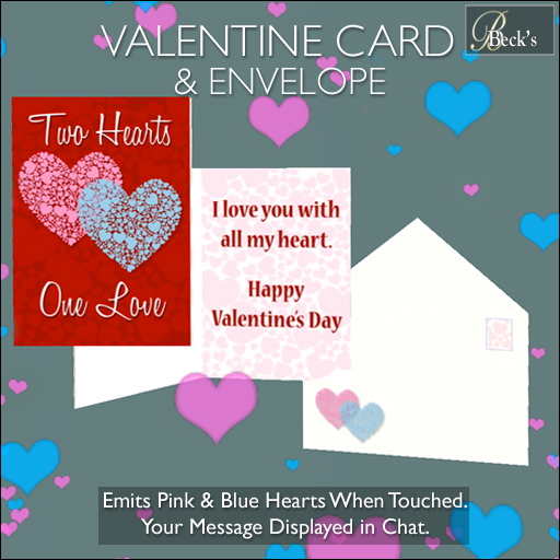 Two Hearts Custom Message Valentine Card + Envelope