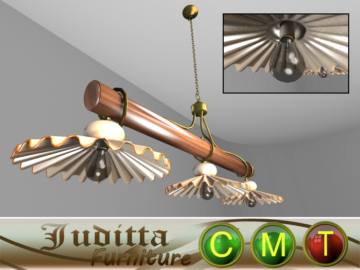 CHANDELIER WITH 3 FAN CEILING LIGHTS WITH WOODEN AXIS