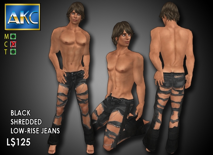 AKC Black Shredded Jeans Bag