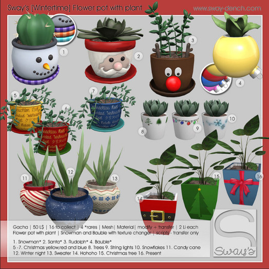 Sway's [Wintertime] flower pot with plant . Bauble RARE