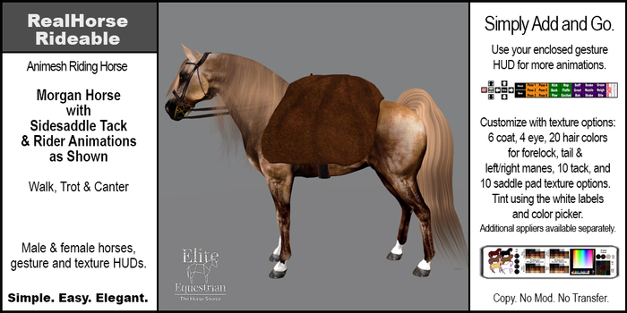 *E* RealHorse Rideable Morgan Sidesaddle [Add & Click]