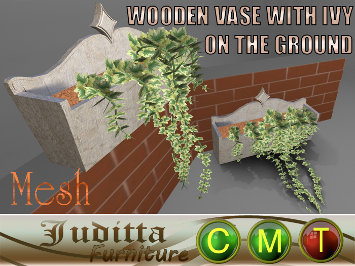 WOODEN VASE WITH IVY