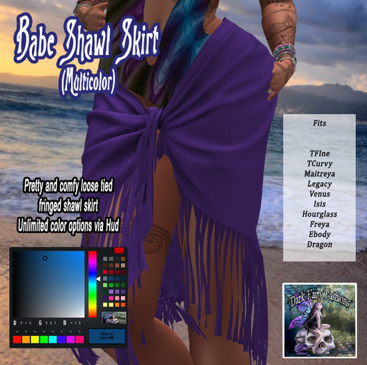(wear me) DFF Babe Shawl Skirt (Multicolor) w/hud