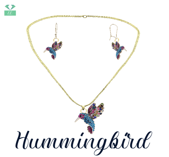 Hummingbird Pendant Necklace & Earrings