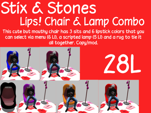 ~S&S~ lips! Chair & Lamp Combo