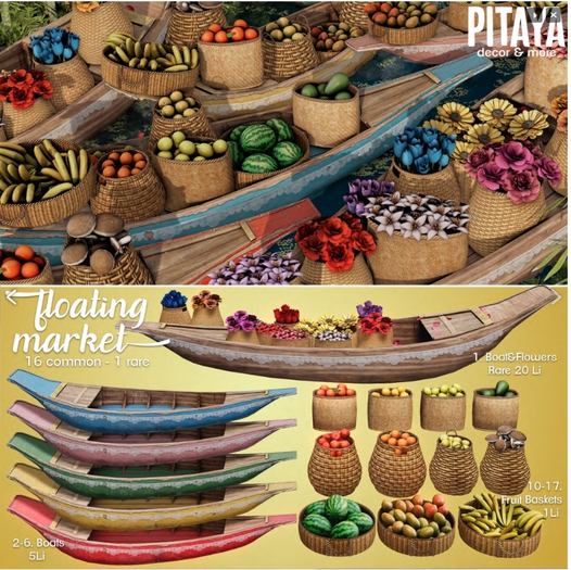 Pitaya - Floating Market - Boat&Flowers RARE