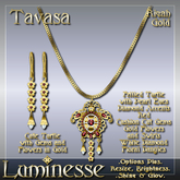 TAVASA Riyah Necklace & Earrings Set OP - Red White Diamond Gold