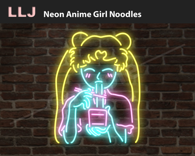 LLJ Neon Anime Girl Noodles