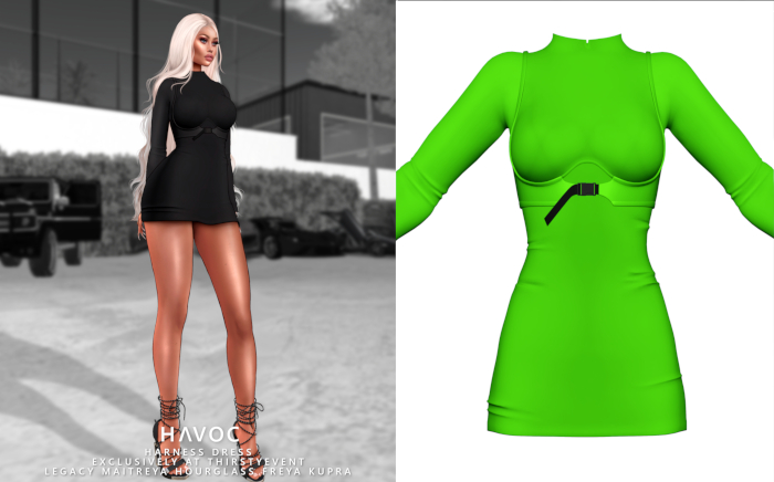 HAVOC - Harness Dress - GREEN