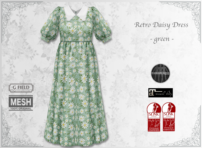 *GF* Retro Daisy Dress -green-
