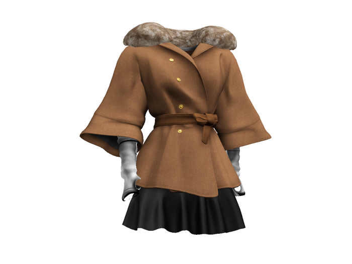 Mesh fur Harf Coat& Skirt  // Maroon