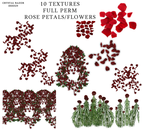 10 Full Perm Rose Petals/FLOWERS Textures - Crystal Razor