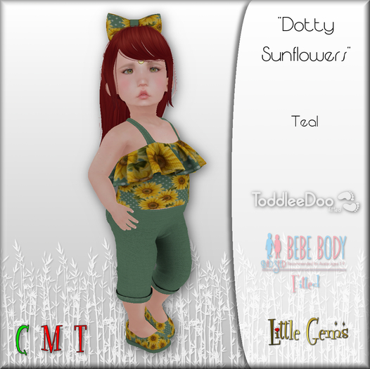 Dotty Sunflowers (teal) (boxed)