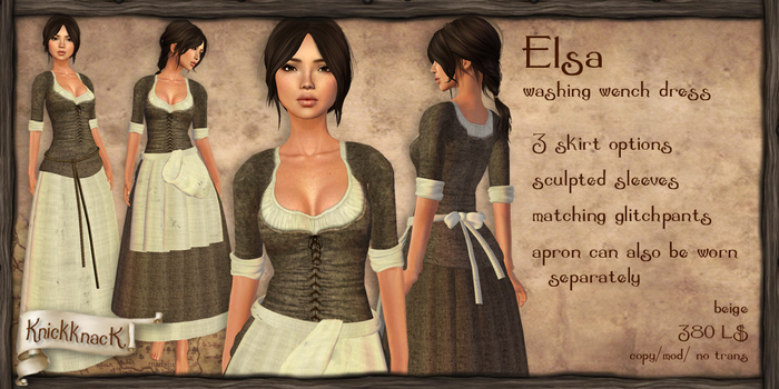 [knickknack] Elsa washing wench dress BEIGE