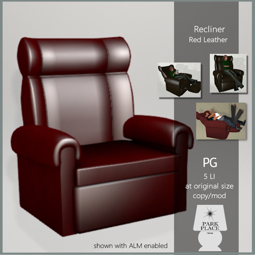 [Park Place] Recliner - Red Leather - PG