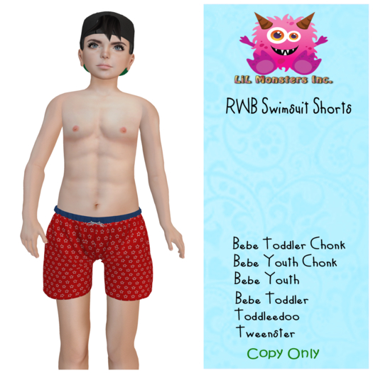{~LMI~} RWB Swimsuit Shorts {BYBCBTDTW}