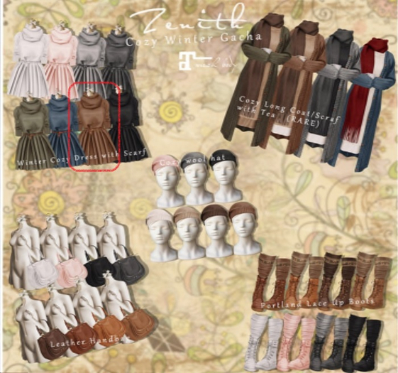 =Zenith=Winter Cozy Dress with Scarf (Choco) -Lara