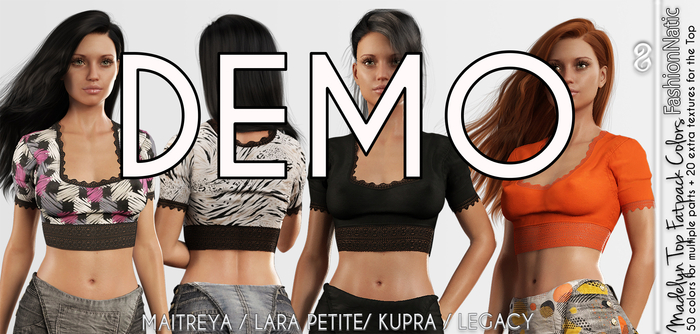 Demo Madelyn Top Fatpack Colors - Maitreya Lara, Lara Petite, Kupra Original, Legacy - FashionNatic