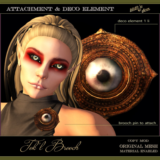 Lilith's Den - Tok'l Lovecraftian Brooch Pin & Wall Element - Attachment & Decoration