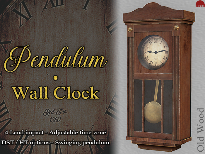 REDSUN - Pendulum Wall Clock .Old Wood