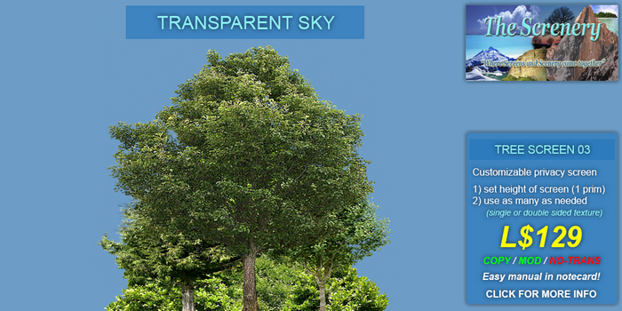 Tree Screen 03 Forest Privacy Screen, Enhance your view. Transparent borders