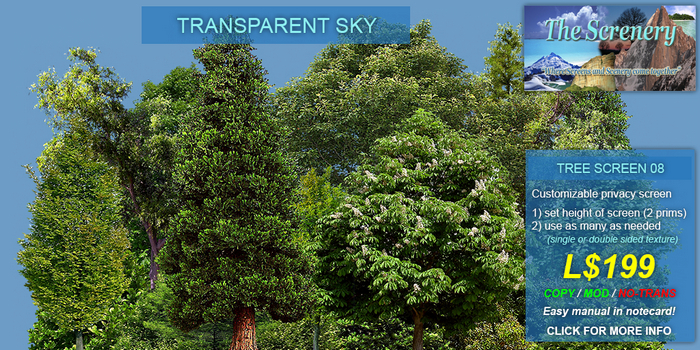 Tree Screen 08 Forest Privacy Screen, Enhance your view. Transparent borders