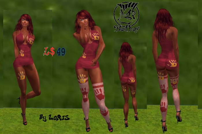 Red dress with handfuls